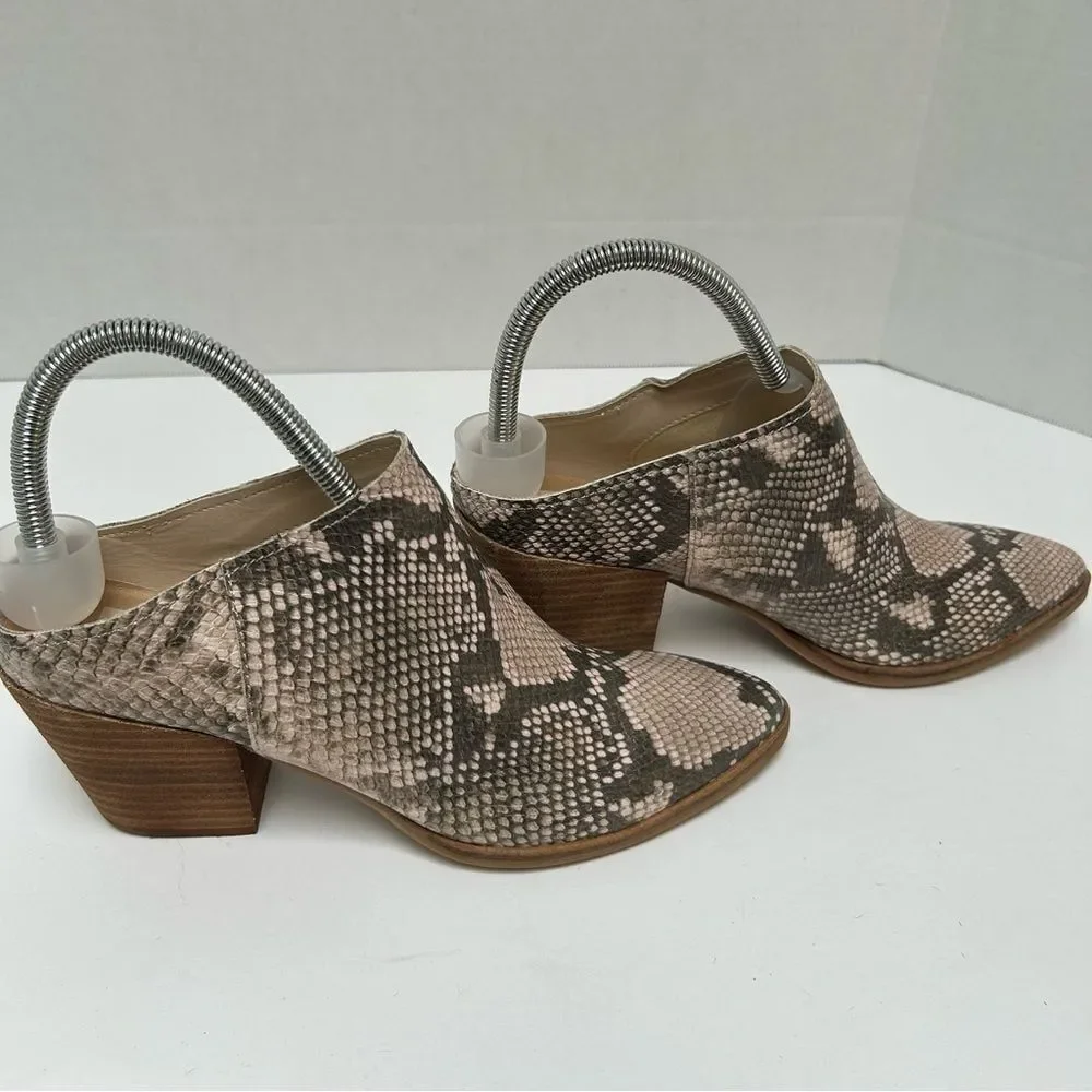 Dolce Vita RavenSnake Skin Mule Bootie Slip‎ On Block Heel size 8.5